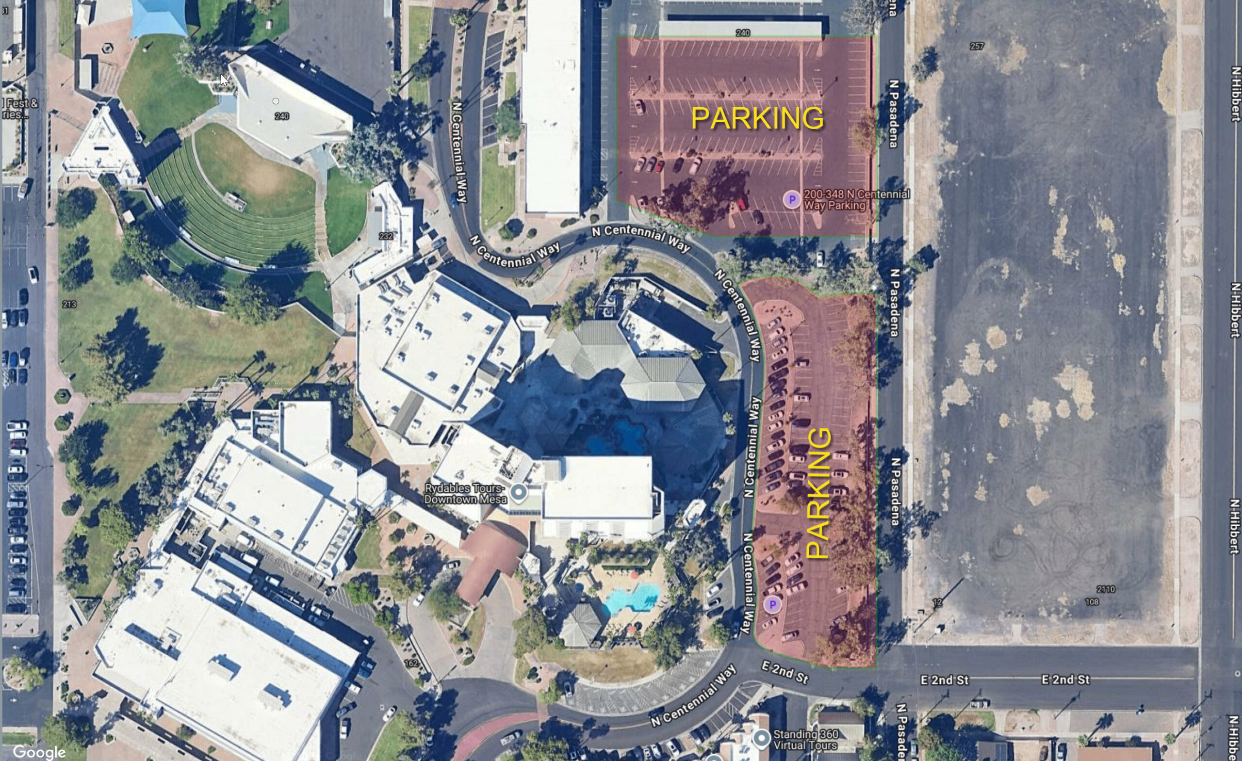 Parking map showing the lots near the conference venue